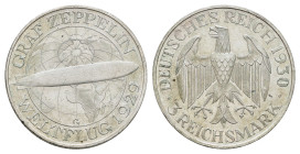 3 Reichsmark, 1930, G, Zeppelin, kl. Kr., kl. Rf., vz-st. J. 342