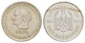 3 Reichsmark, 1931, Minister vom Stein, Kr., gereinigt, vz. J. 348