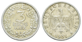 3 Reichsmark, 1931, E, kl. Rf., Kratzer, ss. J. 349