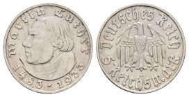 5 Reichsmark, 1933, E, Martin Luther, leicht berieben, kl. Kr. und Rf., vz. J. 353