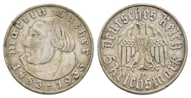 5 Reichsmark, 1933, J, Martin Luther, ss. J. 353