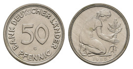 50 Pfennig, 1950, G, Bank Deutscher Länder, wz. Kr., vz-st. J. 379