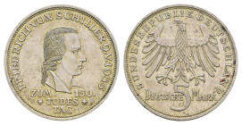 5 Mark, 1955, Schiller, berieben, kl. Kr. u. Rf., vz. J. 389