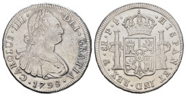 8 Reales, 1798, Karl IV., Potosí, PP, KM 73, gereinigt, ss.