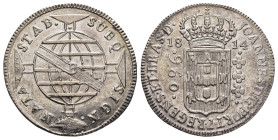 640 Reis, 1814, Johann VI., B, KM 307.1, Stempelfehler, ss.