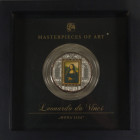 20 Dollars, 2009, Elizabeth II., Leonardo da Vinci "Mona Lisa", Silbermünze mit Gold-Inlay (1/4 Unze), Farbapplikation und Swarovski-Kristallen, Maste...