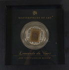 20 Dollars, 2010, Elizabeth II., Leonardo da Vinci "Der Vitruvianische Mensch", Silbermünze mit Gold-Inlay (1/4 Unze) und Swarovski-Kristallen, Master...