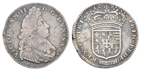 Savoyen, Lira zu 20 Soldi, 1691, Vittorio Amadeo II., CNI I 38, Rand stellenweise bearbeitet, Schrötlingsriss, ss. Selten.Dieses Los wird regelbesteue...