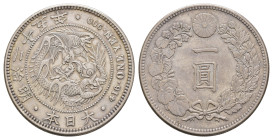 1 Yen, Jahr 25 (1892), Mutsuhito, KM A25.3, berieben, ss-vz.