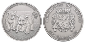2000 Francs CFA, 2013, Babylöwen, 3 oz Silber, in Kapsel, mit Zertifikat, auf 500 Stück limitiert, Antikfinish, st.