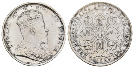 Dollar, 1904, Edward VII., KM 26, gereinigt, ss.