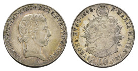 10 Kreuzer, 1848, Ferdinand I., Kremnitz für Ungarn, Her. 321, vz.