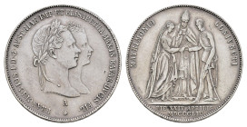 Gulden, 1854, Franz Joseph, auf die Hochzeit mit Elisabeth von Bayern, J. 299, kl. Kr., ss.Dieses Los wird regelbesteuert verkauft, auf den Zuschlag w...