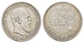 Rubel, 1891, Alexander III., St. Petersburg, Bitkin 76, ss.