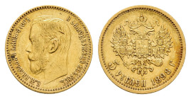 5 Rubel, Gold, 1900, Nikolaus II., St. Petersburg, Fb. 180, ss.