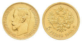 5 Rubel, Gold, 1900, Nikolaus II., St. Petersburg, Fb. 180, ss-vz.
