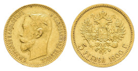 5 Rubel, Gold, 1900, Nikolaus II., St. Petersburg, Fb. 180, ss-vz.