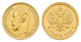 5 Rubel, Gold, 1902, Nikolaus II., St. Petersburg, Fb. 180, ss-vz.