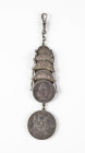 Rubel, 1913, Nikolaus II., St. Petersburg, 300 Jahre Romanov Dynastie, gehenkelt, daran Münzkette mit jeweils gefassten Münzen: 50 Kopeken 1896, 25 Ko...
