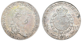 1/6 Riksdaler (16 Öre Silvermynt), 1786, Gustav III., Stockholm, Delzanno 76, etw. justiert, vz.