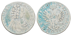 Basel, Bistum, 20 Kreuzer, 1724, Johann Konrad II. von Reinach-Hirzbach, HMZ 2-144e, Grünspan, s.Dieses Los wird regelbesteuert verkauft, auf den Zusc...