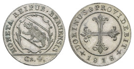 Bern, Batzen, 1818, HMZ 2-236b, vz-st.Dieses Los wird regelbesteuert verkauft, auf den Zuschlag wird 22% Aufgeld, 3 Euro Losgebühr und 7% MwSt. berech...