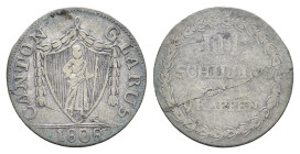 Glarus, 3 Schilling (9 Rappen), 1808, HMZ 2-373b, s.Dieses Los wird regelbesteuert verkauft, auf den Zuschlag wird 22% Aufgeld, 3 Euro Losgebühr und 7...