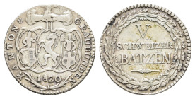 Graunünden, 5 Batzen 1820, HMZ 2-604b, Hsp., ss.Dieses Los wird regelbesteuert verkauft, auf den Zuschlag wird 22% Aufgeld, 3 Euro Losgebühr und 7% Mw...