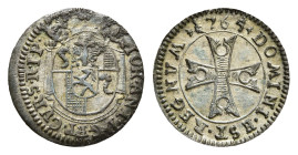 Graubünden, Bistum Chur, Bluzger, 1765, HMZ 479b, vz.Dieses Los wird regelbesteuert verkauft, auf den Zuschlag wird 22% Aufgeld, 3 Euro Losgebühr und ...