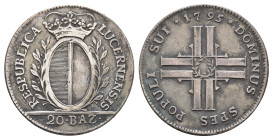 Luzern, 20 Batzen, (1/2 Neutaler), 1795, HMZ 2-652a, ss.Dieses Los wird regelbesteuert verkauft, auf den Zuschlag wird 22% Aufgeld, 3 Euro Losgebühr u...