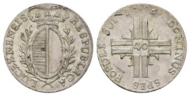 Luzern, 10 Batzen, (1/4 Taler, 40 Kreuzer), 1796, HMZ 2-654e, Kratzer, leicht berieben, ss.Dieses Los wird regelbesteuert verkauft, auf den Zuschlag w...