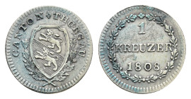 Thurgau, Kreuzer, 1808, HMZ 2-936, ss.Dieses Los wird regelbesteuert verkauft, auf den Zuschlag wird 22% Aufgeld, 3 Euro Losgebühr und 7% MwSt. berech...