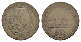 Thurgau, Batzen, 1808, HMZ 2-934a, s.Dieses Los wird regelbesteuert verkauft, auf den Zuschlag wird 22% Aufgeld, 3 Euro Losgebühr und 7% MwSt. berechn...