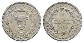 Uri, 4 Batzen, 1811, HMZ 2-992a, ss-vz.Dieses Los wird regelbesteuert verkauft, auf den Zuschlag wird 22% Aufgeld, 3 Euro Losgebühr und 7% MwSt. berec...