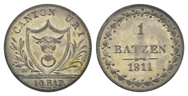 Uri, 1 Batzen, 1811, HMZ 2-994a, ss.Dieses Los wird regelbesteuert verkauft, auf den Zuschlag wird 22% Aufgeld, 3 Euro Losgebühr und 7% MwSt. berechne...