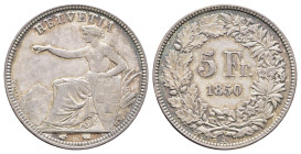 5 Franken, 1850, A, HMZ 2-1197a, ss.Dieses Los wird regelbesteuert verkauft, auf den Zuschlag wird 22% Aufgeld, 3 Euro Losgebühr und 7% MwSt. berechne...