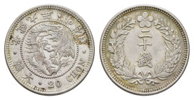 Japanische Besetzung, 20 Chon, Jahr 10 (1906), Kojong, Incheon, KM 1128, Rev. wz. feine Kr., vz.