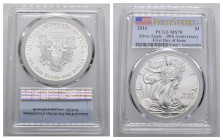 1 Dollar, 2016, silver Eagle, PCGS MS 70, 30th Anniversary, First Day of Issue.