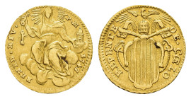 1/2 Zecchino, Gold (1,68g), 1743, Benedikt XIV., Fb. 232, ss.