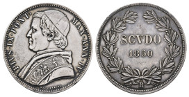 Scudo, 1850, Pius IX., MIR 3137/1, Rf., Kr., gereinigt, ss.