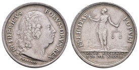 Preußen, Friedrich II., Silbermedaille 21,76 g, 38,3 mm), 1740, von L. H. Barbiez, auf die Huldigung in Königsberg. Av.: Barhäuptige Büste nach rechts...