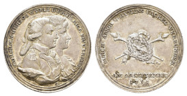 Brandenburg-Preußen, Friedrich Wilhelm II., Silbermedaille (7,13 g, 29,7 mm), 1791, von J. J. G. Stierle, auf die Vermählung seiner Tochter Friedrike ...