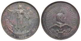 Preußen, Wilhelm I., Bronzemedaille (169,77 g, 75,4 mm), 1871, von Karl Wiener, auf den Sieg gegen Frankreich. Av.: Zwischen Gebirge und Meer Germania...