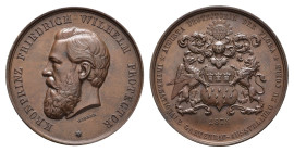 Preußen, Wilhelm I., Bronzemedaille (54,73 g, 50,5 mm), 1875, von Wiener, auf die Internationale Gartenbauausstellung in Köln und ihren Protektor Kron...