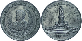 Zinnmedaille (Dm. ca. 51 mm, ca. 41,09 g), o.J., auf das Denkmal Heinrich Heines in New York. Av: Brustbild Heinrich Heines in Öl und Palmkranz nach l...