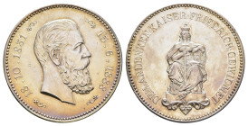 Preußen, Wilhelm I., Silbermedaille (29,97 g, 40,4 mm), 1888, dem Andenken an Friedrich III. gewidmet. Kr., vz.