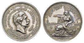 Preußen, Hamburg, Silbermedaille (Dm. 30,0mm, 12,43g), 1888, von Lorenz und Sohn, auf den Beusch des Kaisers und den Zollanschlauss Hamburgs. Av: Kopf...