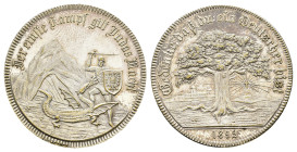 Versilberte Bronzemedaille (35,9 mm, 16,41 g), 1892, signiert H. Z., Spott gegen die Juden. Av: "Der ernste Kampf Judas Macht", Ritter kämpft gegen Dr...