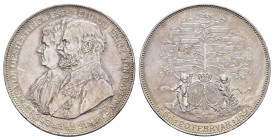 Bayern, Ludwig III., Silbermedaille in Größe eines Doppeltalers (34,90 g, 40,9 mm), 1893, von Boersch, auf die Silberhochzeit mit Marie Therese von Ös...