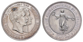 Preußen, Wilhelm II., Silbermedaille (14,85 g, 34,8 mm), 1898, o. M., auf die Rückkehr des Kaiserpaars von der Palästinareise. Av.: Gestaffelte Büsten...